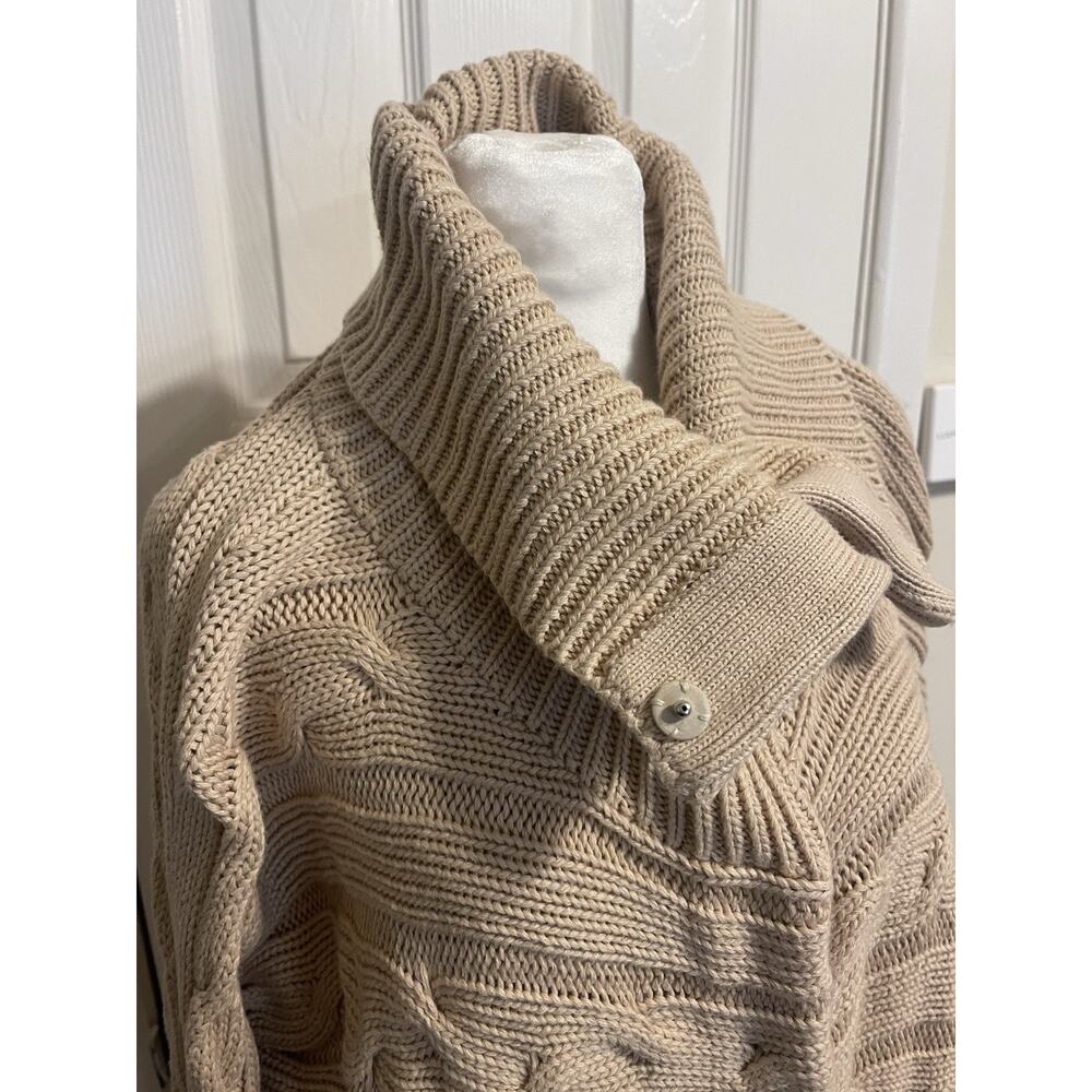 Talbots 100% Cotton Beachy Chunky Cable Knit Fisherman Cardigan Sweater 1X NWOT - Picture 3 of 7